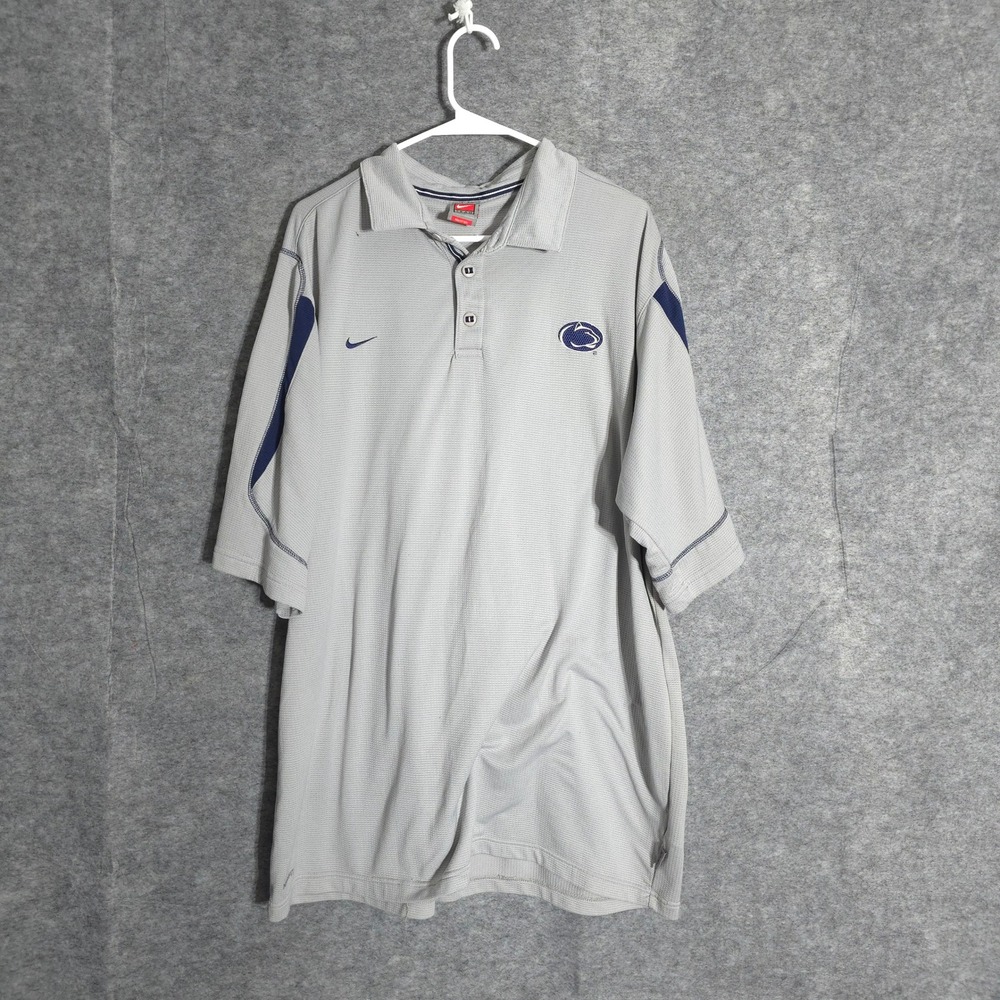 Nike Penn State Nittany Lions Mens XXL Grey Fit Dry Team Polo Shirt Athletic PSU